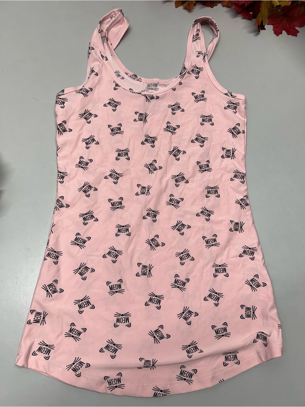 No Boundaries Pink Cat 'MEOW' Tank Nightgown